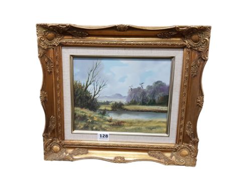 R B HIGGINS - OIL ON BOARD - LANDSCAPE 30 X 25CMS 