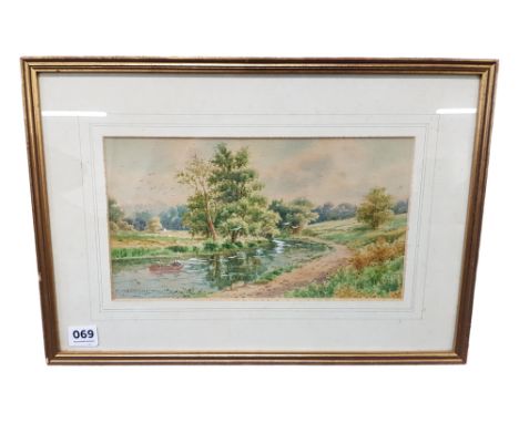R MACAULEY - WATERCOLOUR - RIVER SCENE 12" X 7" 