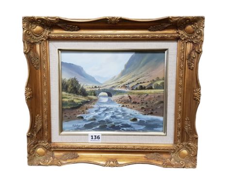 R B HIGGINS - OIL ON BOARD - FISHING 30 X 26CMS 