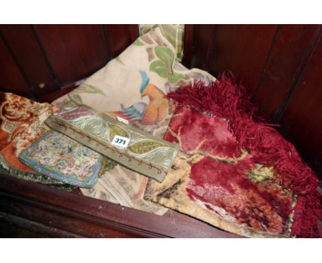 Tapestry evening bag & other textiles including "Nehru"-type hat