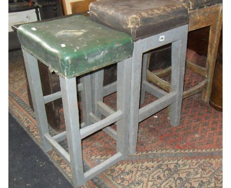 Railway Hardware: three wooden stools with horsehair seats from ticket offices on the LB & SCR line (London, Brighton & South