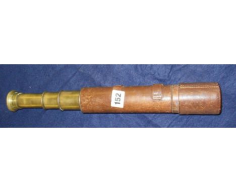 Edwardian three-draw brass telescope by Broadhurst Clarkson & Co of London