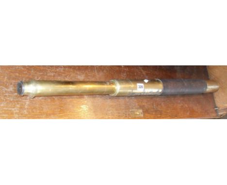Early 19th c. ship's single drawer telescope, 3ft 6ins extended with inscription "Piers South Castle St. Liverpool Tripod Tel