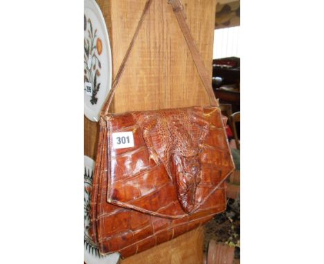 Vintage crocodile leather handbag