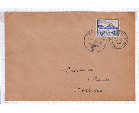 Jersey - 1943 (19 JUN) 2½d  First Day Cover to St. Heliers, 6sd Jersy datestamp and FELFPOST 'J' handstamp.