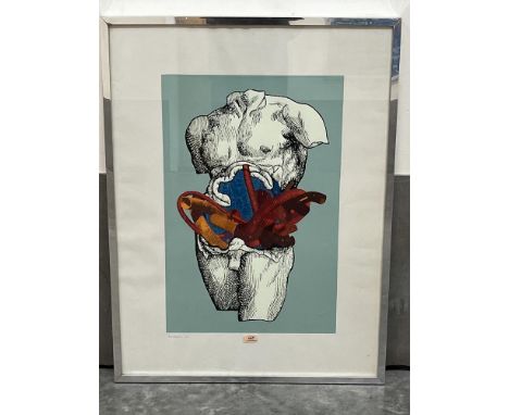 ROBERT MASON. BRITISH Bn 1949. Anatomical Torso study. Signed in pencil and dated '75. Print on paper 29½" x 19½" image size.