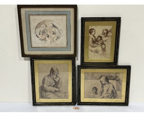 Four 18th century prints after Old Master drawings.