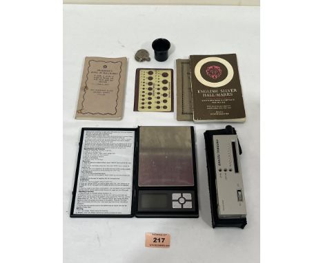 A set of gold scales, diamond tester etc.