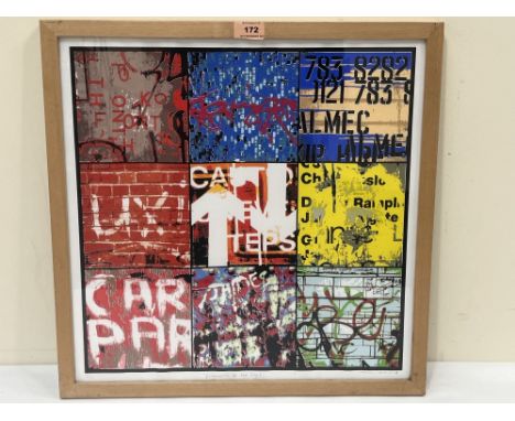 TIM HAND. BRITISH CONTEMPORARY. Fragments of the City 2. Signed, inscribed and numbered 2/11. Screen print 18" x 18".