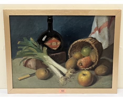 R. ALLAN. BRITISH 20TH CENTURY. A still life study. Signed. Oil on board 16" x 22"