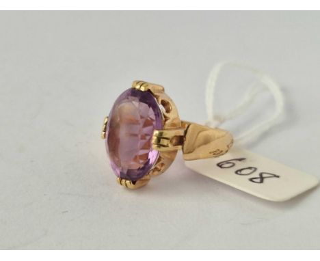 A Dress Ring Set With Large Amethyst, 18Ct, Size L, 7.8 G.