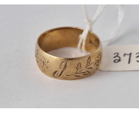An Engraved I Love You Wedding Band Ring, 9Ct, Size R , 5.9 G.
