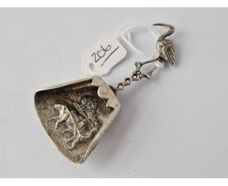 A Dutch Silver Caddy Spoon With Stork Handle