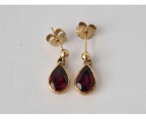 A Pair Of Amethyst Drop Earrings, 9Ct, 2.4 G.