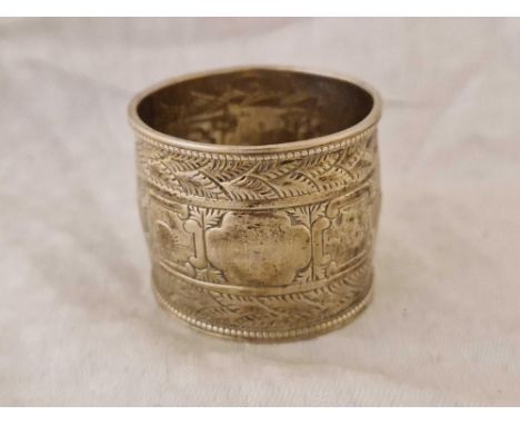 A Victorian Napkin Ring With Chased Decoration, London 1891, 35 G.