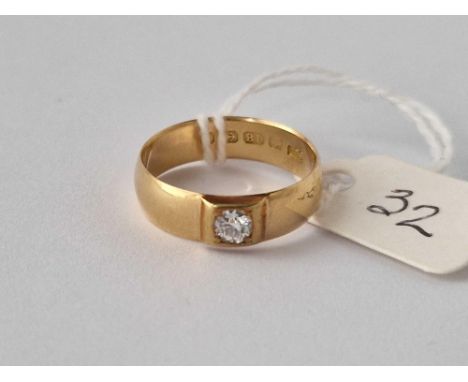 A Antique Diamond Gypsy Set Ring 1908 18Ct Gold Size O 3.6 Gms