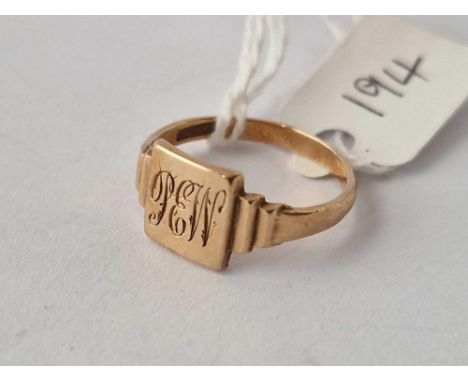 A Signet Ring 9Ct Size M 2.1 Gms
