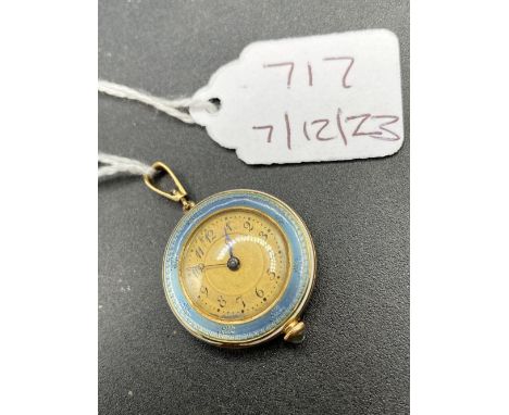 A Pretty Blue Champleve Enamel Ladies Watch 14Ct Gold