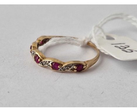 A Ruby And Diamond Ring 9Ct Size Q 1.3 Gms