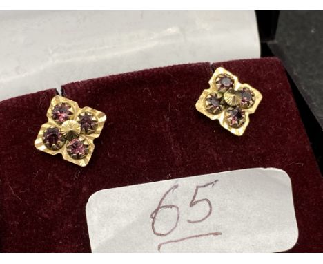 Pair Of Amethyst 9Ct Earrings 1.4G