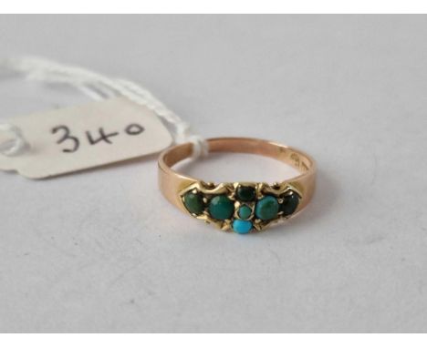 Antique Victorian 15Ct Ring Set With Turquoise, Hallmarked Chester 1878, Size M