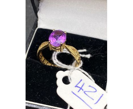 A Amethyst Ring 9Ct Size O 2.6 Gms Boxed