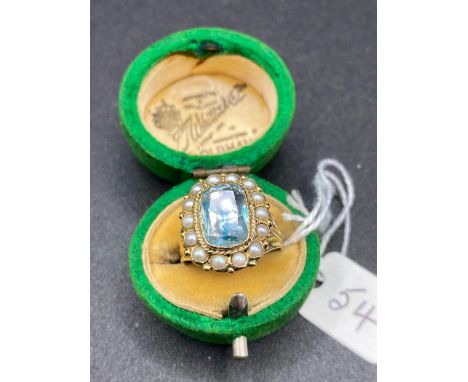 A Georgian High Carat Gold Foil Backed Gem Ring Set With Pearls 5 Gms In Georgian Ring Box
