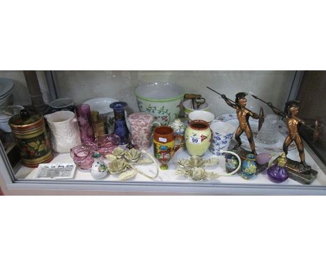 Shelf of collectables to include cloisonné