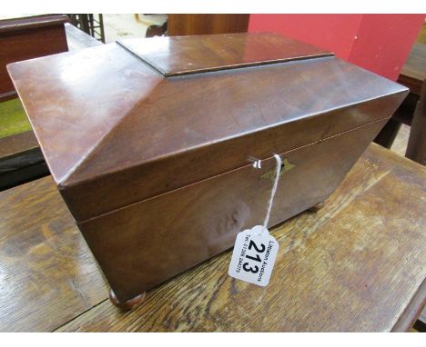 Mahogany sarcophagus tea caddy
