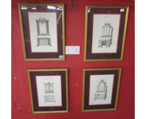 Set of 4 Thomas Chippendale furniture design prints