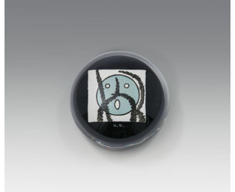 Kiki KogelnikBubble VBriefbeschwerer aus MuranoglasDurchmesser ca. 12 cmAuf der Oberseite im Glas monogrammiert: K. K. Monogr