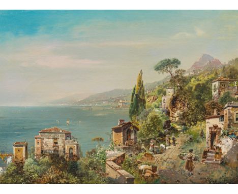 Robert Alott"Auf der Straße nach Sorrent"Öl auf Leinwand 74 x 100 cmSigniert rechts unten: R. AlottRückseitig am Keilrahmen b