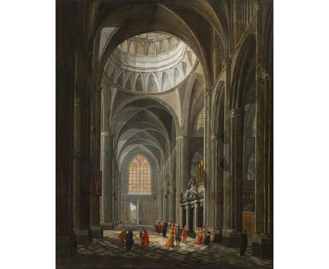 Ludwig KohlKircheninterieur mit flanierender HofgesellschaftÖl auf Leinwand115,5 x 94 cmMonogrammiert links unten: K. österre