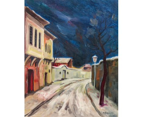 Karl Josef GunsamKahlenbergerdorf im Winter1957Öl auf Leinwand55 x 45,5 cmSigniert rechts unten: K. Gunsam 57österreichischer