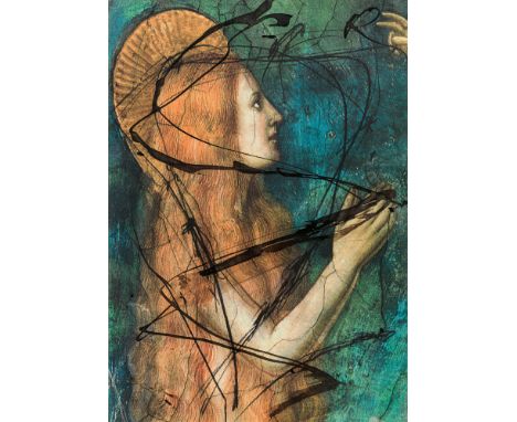 Arnulf Rainero.T.1990er JahreLaserdruck, übermalt (Vorlage: Foto eines Giotto-Freskos); gerahmt41 x 29 cmMonogrammiert rechts