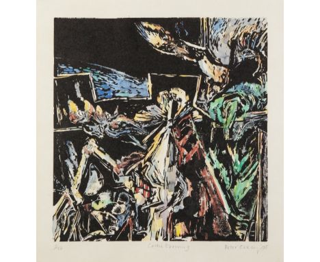 PETER OAKLEY (1937-2007) ARTIST SIGNED LIMITED EDITION HAND COLOURED LITHOGRAPH 'Celtic Evening' (2/10) 12" x 11 ½" (30.5cm x