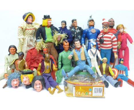 A selection of film and television character figures 1950s to 2000 including Marx Lone Ranger, Michael Jackson, Steve Austin 