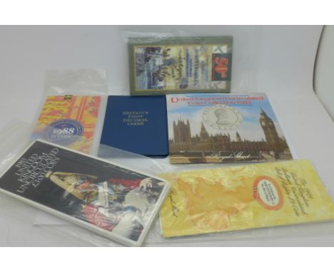 Commemorative coins and a Britains First Decimal Coins set