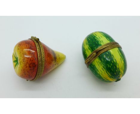 Two Limoges trinket pots in the shape of fruit