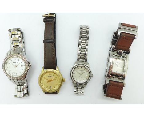 Four lady's wristwatches; Tissot, Roamer, Fossil and Accurist