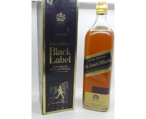 One bottle of Johnnie Walker Black Label Extra Special Old Scotch Whisky, one litre