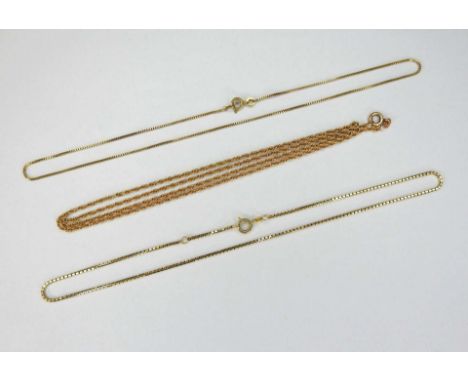   Konvolut von Goldketten  8 K,14 K und 18 K Gelbgold. Das Konvolut besteht aus 3 Ketten, darunter 1 Doppelanker-Kette in 18 