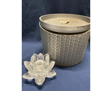 A boxed Swarovski flower candlestick holder 