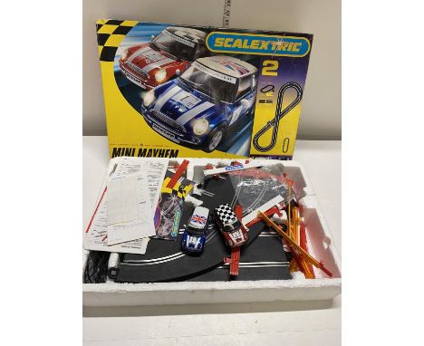 A boxed Scalextric set (looks complete) with cars 