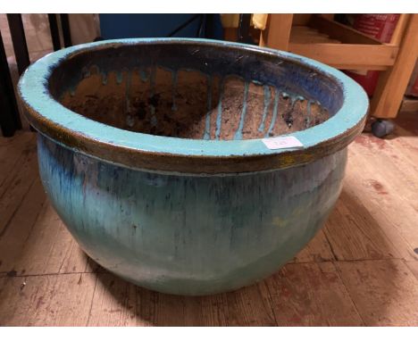 A large heavy glazed terracotta planter 30x50cm, shipping unavailable