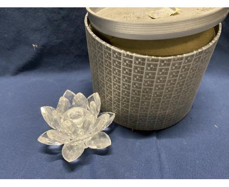 A boxed Swarovski flower candlestick holder 