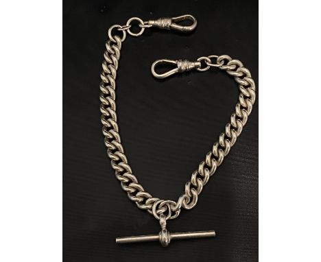 A 925 silver albert chain with t-bar 21.69g 