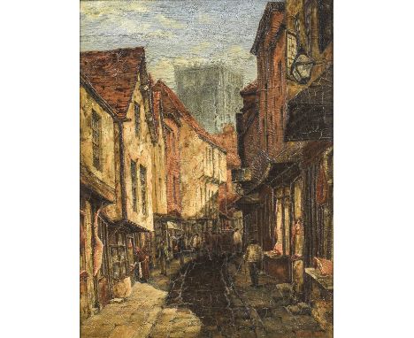 Tom Dudley (1857-1935)"Shambles, York"Signed and dated 1879, inscribed to upper stretcher verso, oil on canvas, together with