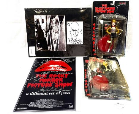 Selection of Rocky Horror Picture Show Vital Toys figures, Riff Raff &amp; Columbia x 2, both within Fair (damage to bubbles)