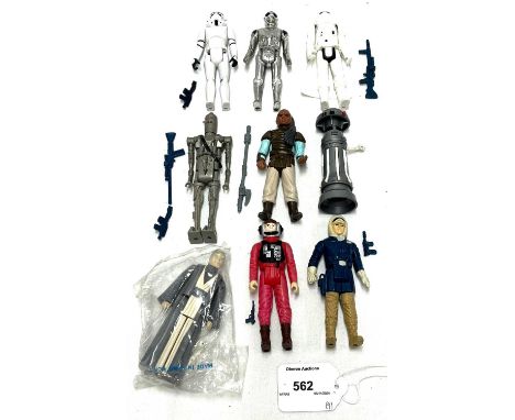 Kenner vintage Star Wars 3 3/4" figures x 9 including Anakin Skywalker (Mint in sealed Baggie), Stormtrooper, Death Star Droi